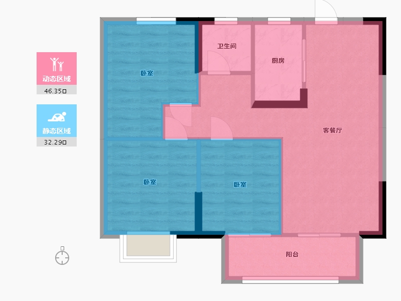 浙江省-嘉兴市-弘阳·昕悦棠小区-71.00-户型库-动静分区