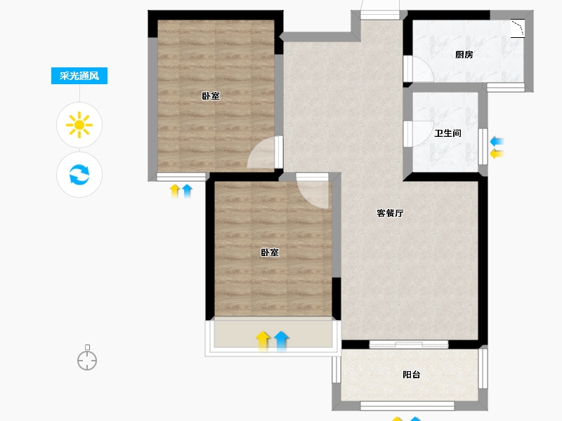 安徽省-合肥市-禹洲翡翠湖郡-68.94-户型库-采光通风