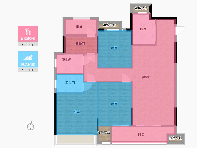 浙江省-温州市-德信东宸里-102.00-户型库-动静分区