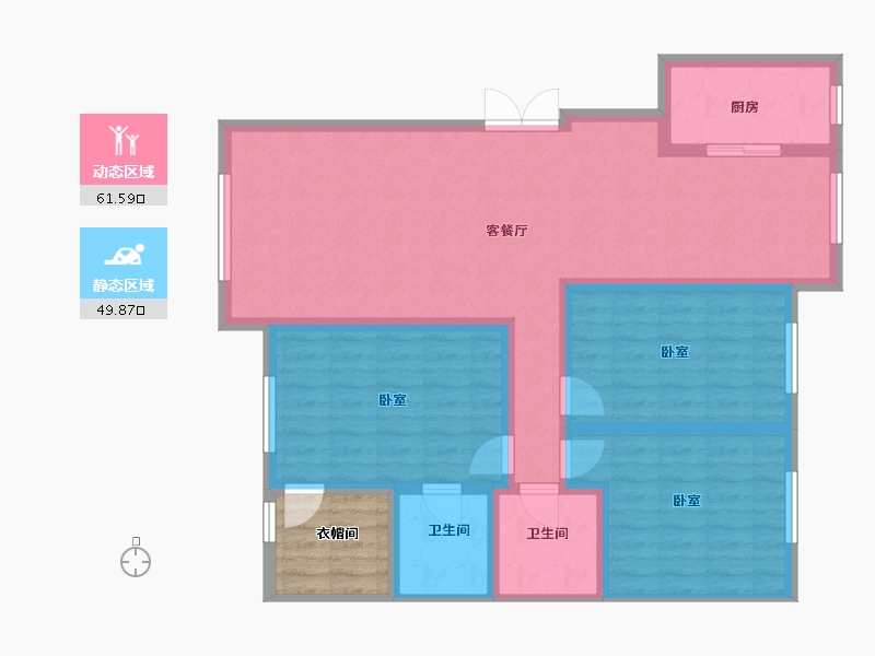 新疆维吾尔自治区-乌鲁木齐市-锦轩天赐水韵-105.00-户型库-动静分区