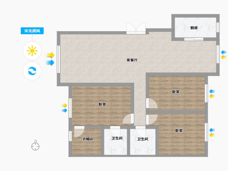 新疆维吾尔自治区-乌鲁木齐市-锦轩天赐水韵-105.00-户型库-采光通风