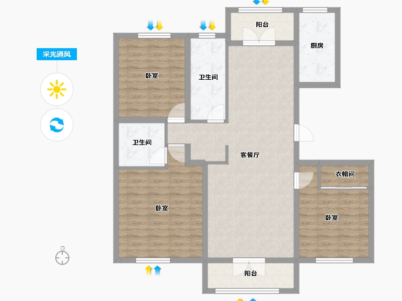 山东省-青岛市-新兴中心城-104.78-户型库-采光通风