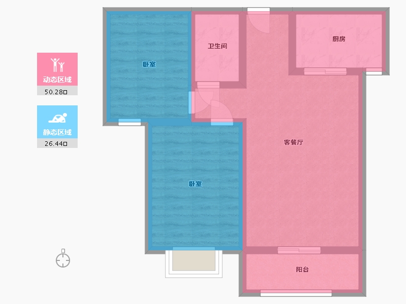 宁夏回族自治区-银川市-宝湖锦都(二期)-67.87-户型库-动静分区