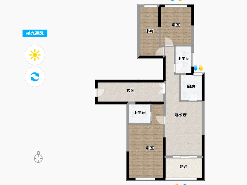 浙江省-湖州市-鲁能公馆-94.47-户型库-采光通风