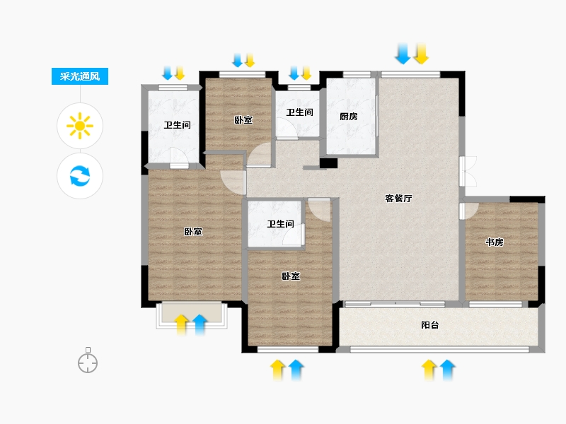 浙江省-宁波市-中交君玺-126.00-户型库-采光通风