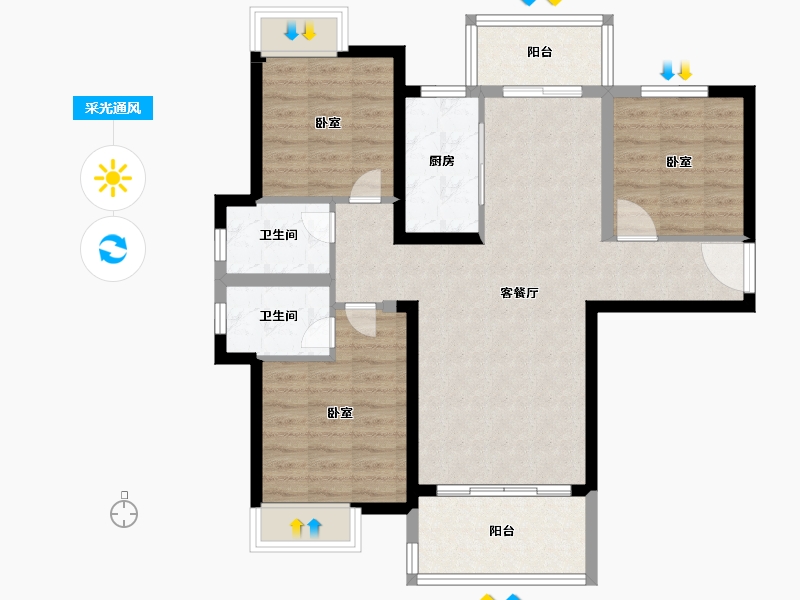 福建省-泉州市-广海新景悦府-86.99-户型库-采光通风