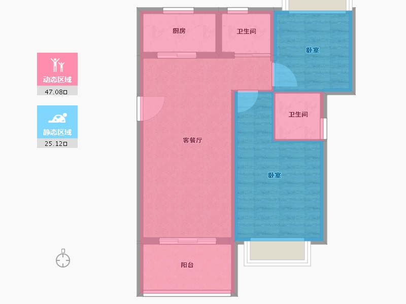 河南省-郑州市-雅居乐海南清水湾-64.33-户型库-动静分区