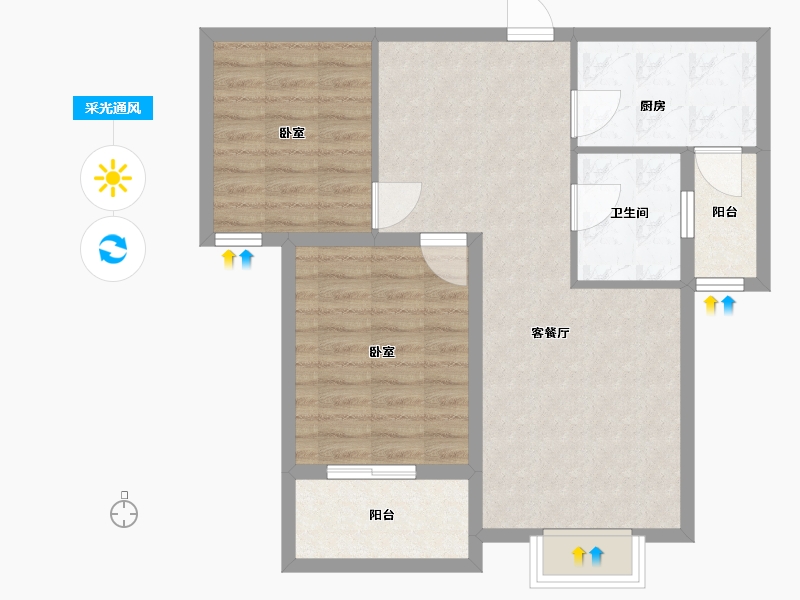 江苏省-镇江市-嘉荟新城-72.00-户型库-采光通风