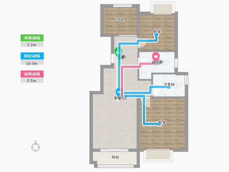 浙江省-杭州市-雷威沁园-72.76-户型库-动静线