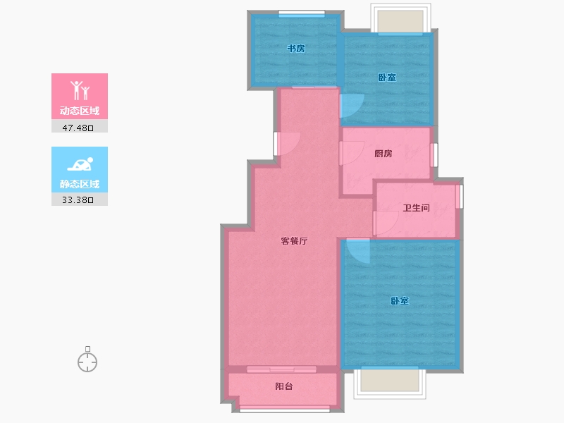 浙江省-杭州市-雷威沁园-72.76-户型库-动静分区