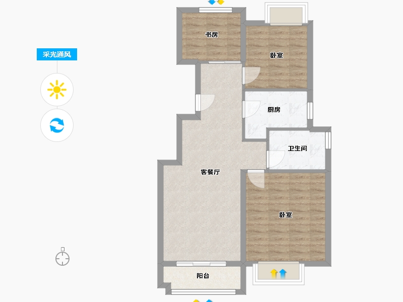 浙江省-杭州市-雷威沁园-72.76-户型库-采光通风