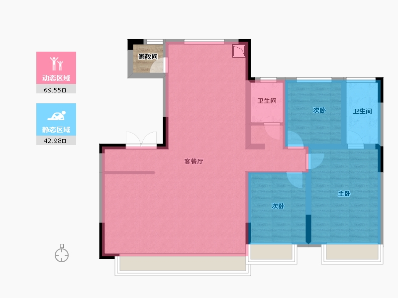 吉林省-长春市-睿德·锦绣山河-103.52-户型库-动静分区