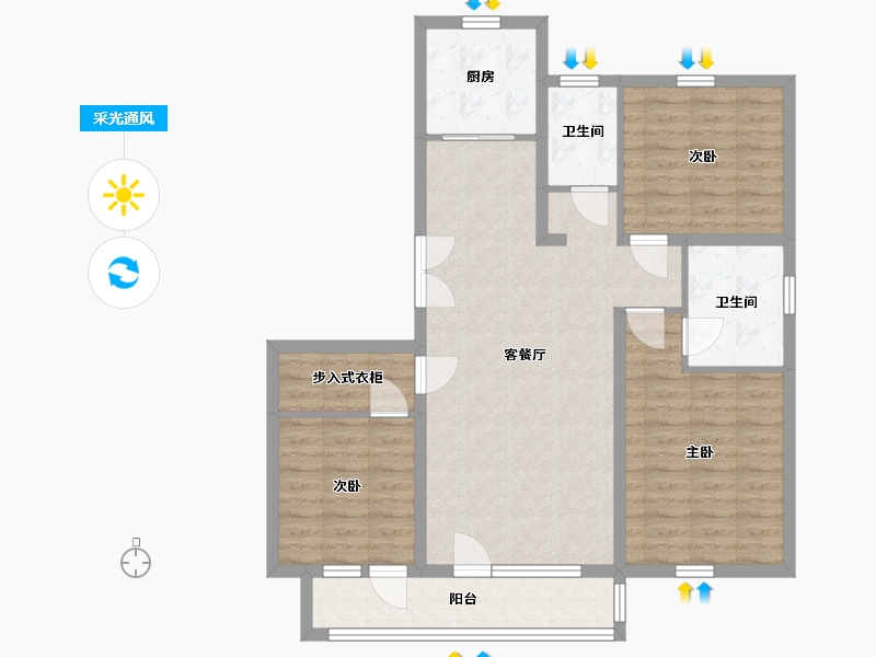 山东省-青岛市-盛世桃源-93.20-户型库-采光通风