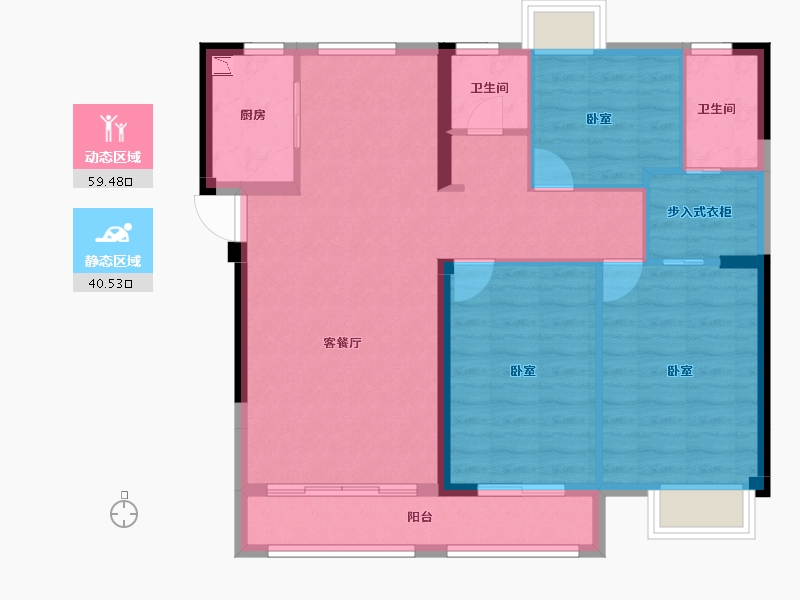 福建省-龙岩市-世茂德兴阳光城云墅-89.94-户型库-动静分区