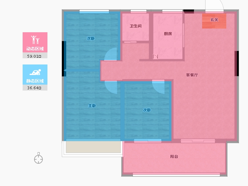 安徽省-阜阳市-锦绣阮城-86.00-户型库-动静分区