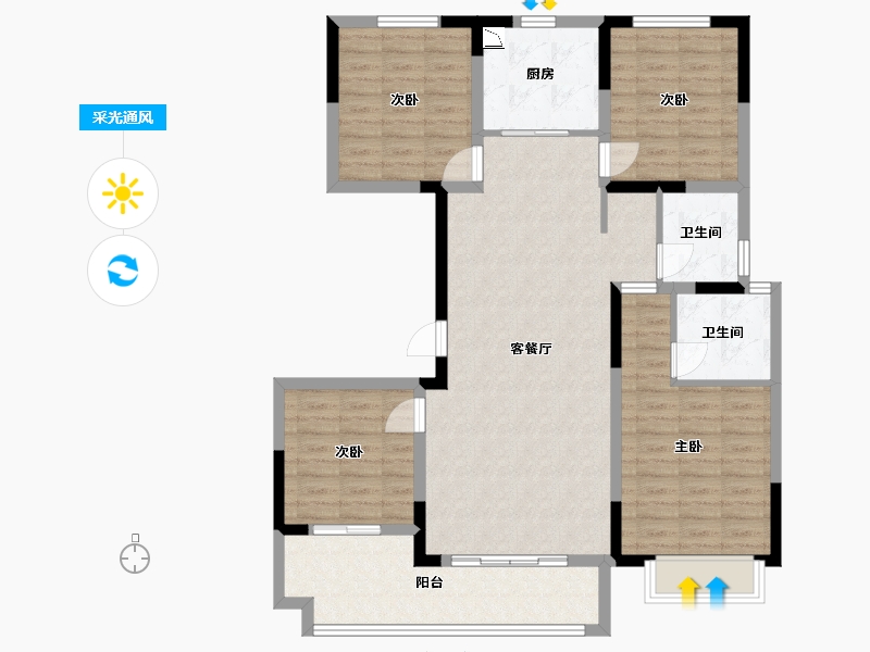 江西省-赣州市-宁都中梁壹号院-109.60-户型库-采光通风