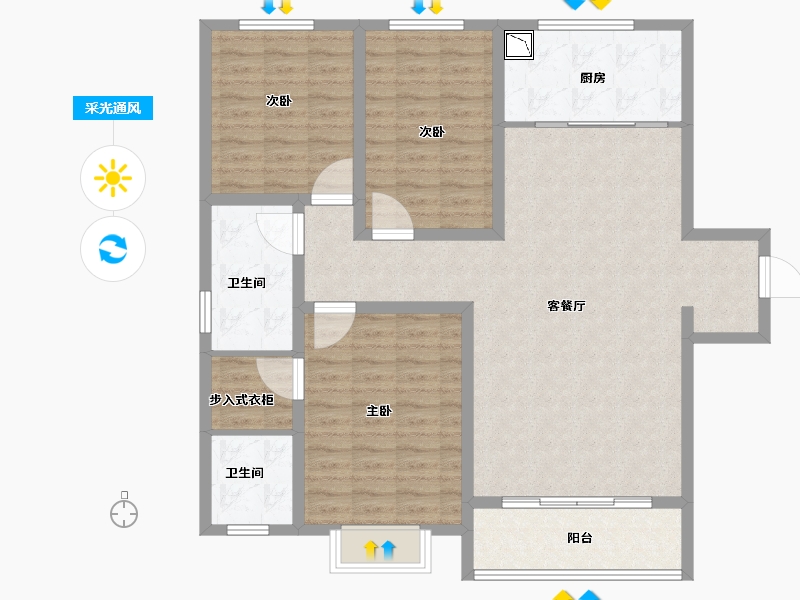 山西省-长治市-龙港新城-114.04-户型库-采光通风