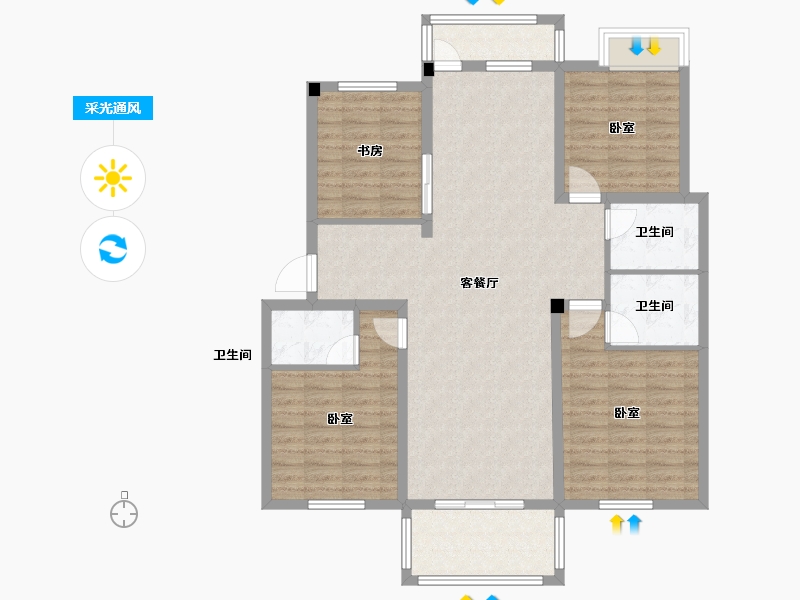 浙江省-绍兴市-九城御两湖-114.00-户型库-采光通风