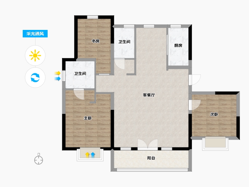 山东省-青岛市-融合嘉园-107.00-户型库-采光通风