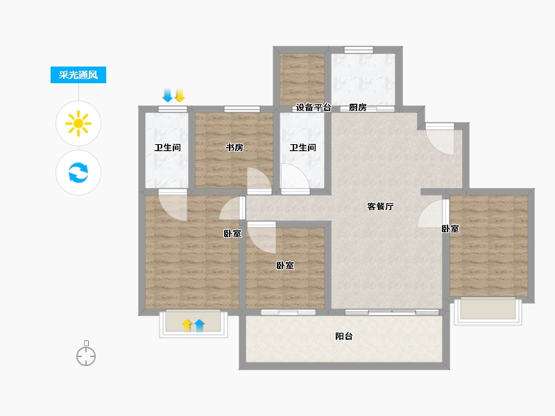 浙江省-温州市-世茂璀璨世家-112.00-户型库-采光通风