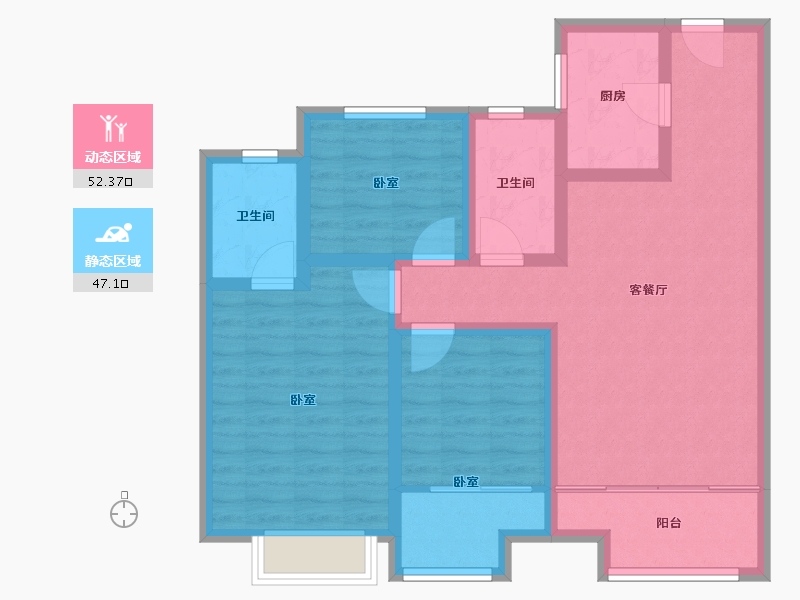 山东省-济南市-雍景湾-88.00-户型库-动静分区