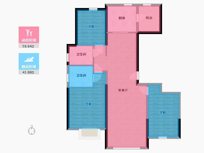 内蒙古自治区-呼和浩特市-绿城润园-91.94-户型库-动静分区