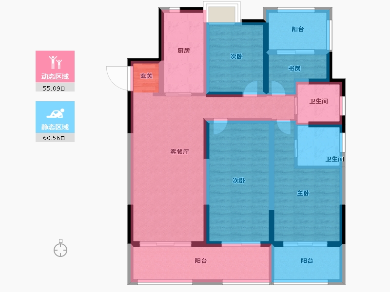 安徽省-阜阳市-红星·国誉府-102.00-户型库-动静分区