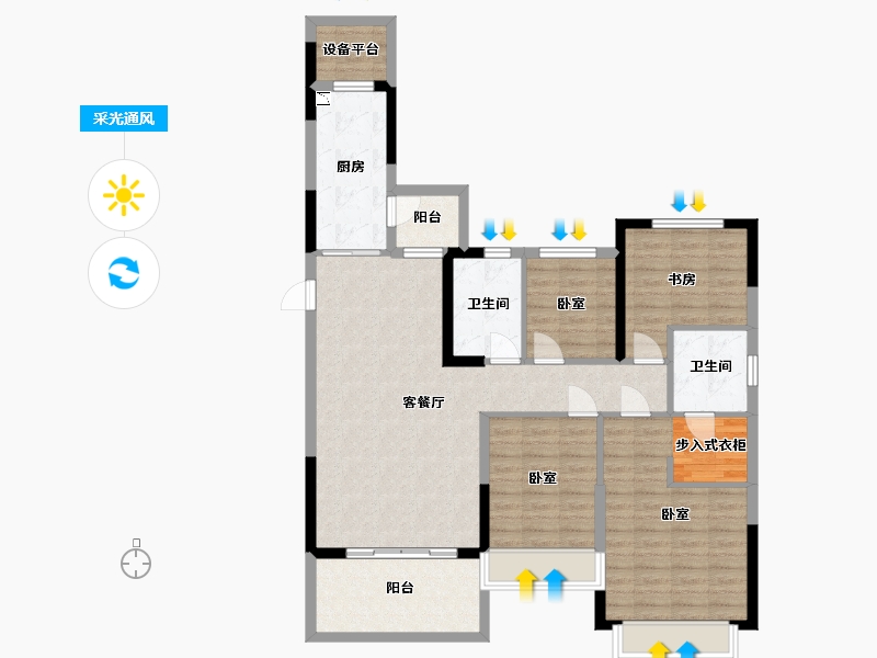 浙江省-湖州市-湖州恒大珺睿府-111.00-户型库-采光通风