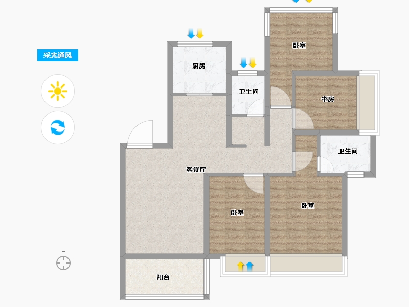 安徽省-合肥市-弘阳昕悦府-94.00-户型库-采光通风