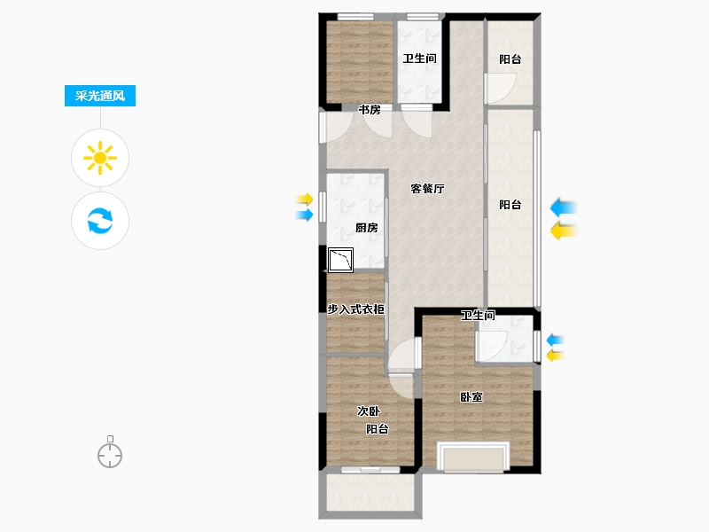 安徽省-合肥市-栢悦湾-106.00-户型库-采光通风