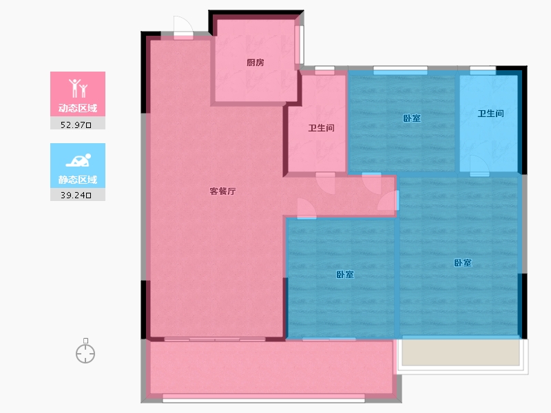 浙江省-温州市-祥生公园道-83.99-户型库-动静分区