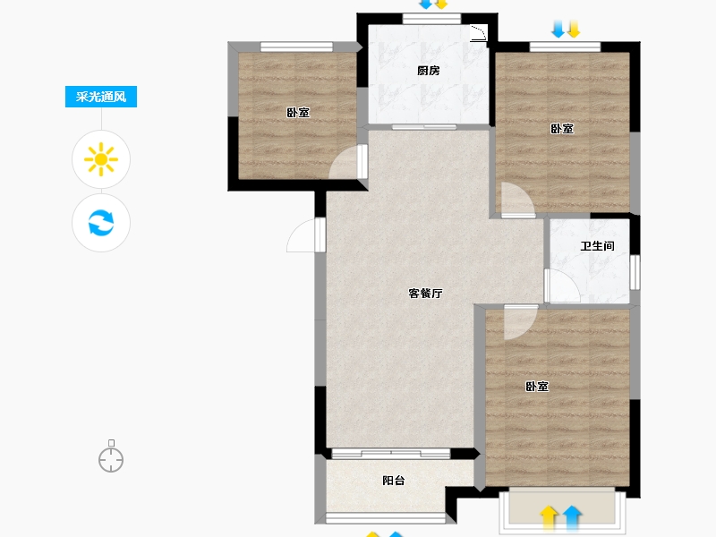 安徽省-合肥市-航空新城-77.05-户型库-采光通风