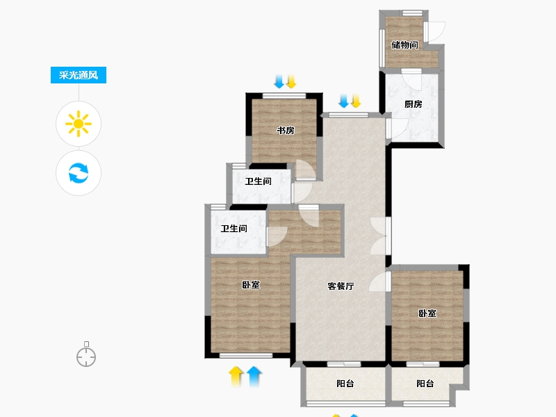 浙江省-湖州市-房总达昌府-115.00-户型库-采光通风