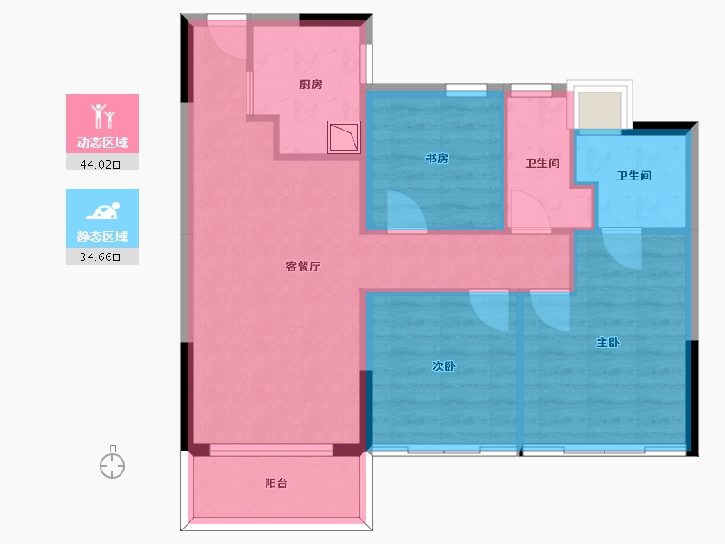 浙江省-杭州市-伟业熙境府-71.35-户型库-动静分区