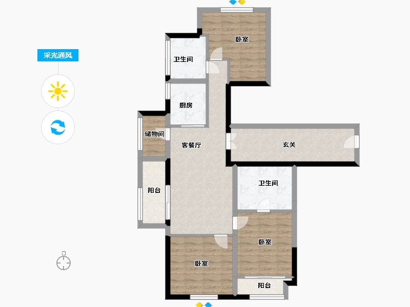 浙江省-湖州市-鲁能公馆-86.00-户型库-采光通风