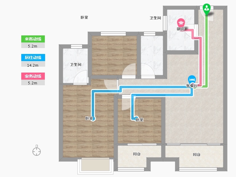 山东省-济南市-雍景湾-80.00-户型库-动静线