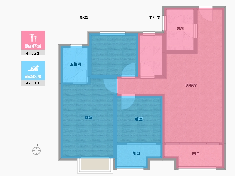 山东省-济南市-雍景湾-80.00-户型库-动静分区