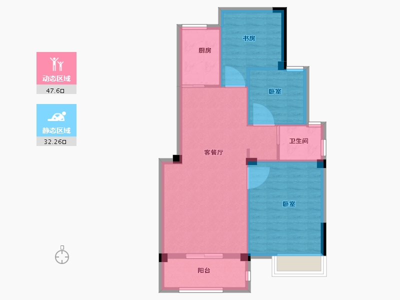 浙江省-宁波市-赛格特翰林园-72.12-户型库-动静分区