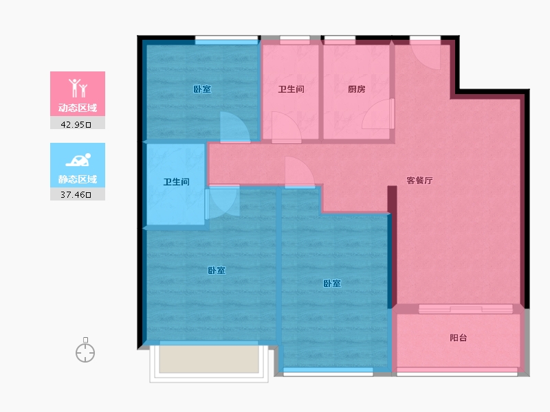 浙江省-杭州市-栢悦中心-72.28-户型库-动静分区