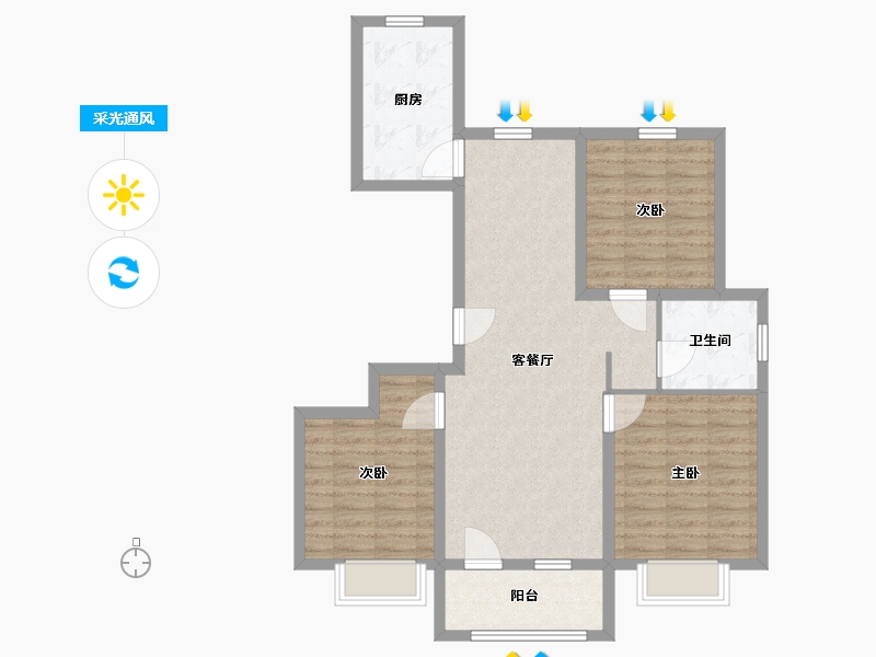 山东省-青岛市-鲁骐金岸世家-88.00-户型库-采光通风