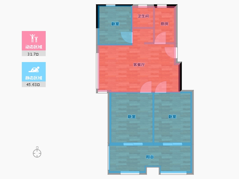 江苏省-镇江市-朗诗万都玲珑樾-70.33-户型库-动静分区