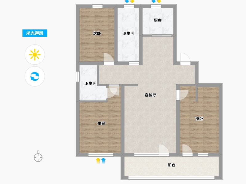 山东省-青岛市-胶州湾尚合苑-93.00-户型库-采光通风