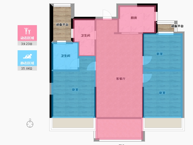 浙江省-温州市-美的旭辉城-71.00-户型库-动静分区