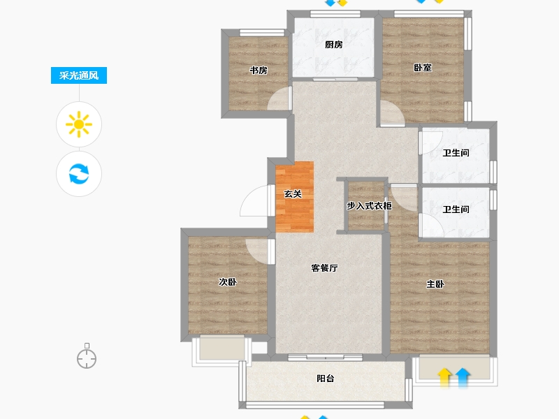 浙江省-衢州市-德信君宸-94.00-户型库-采光通风