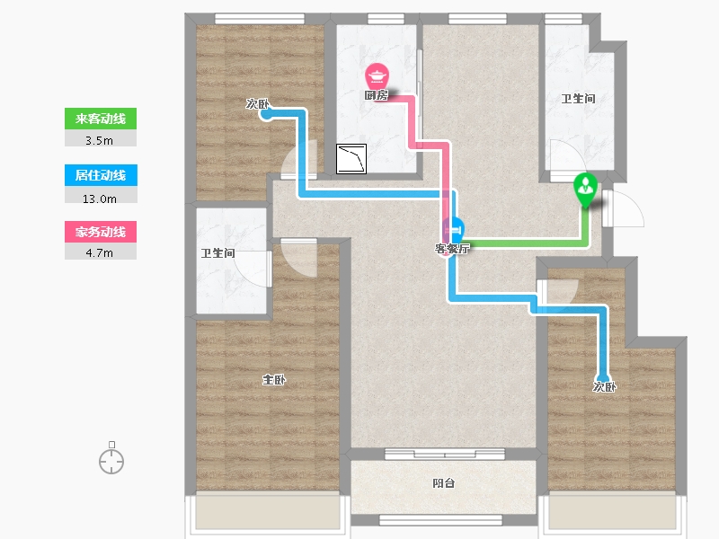 吉林省-长春市-云邸-90.60-户型库-动静线