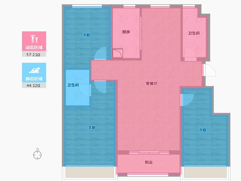 吉林省-长春市-云邸-90.60-户型库-动静分区