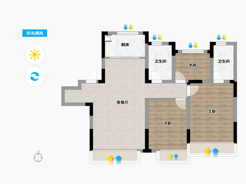 吉林省-长春市-睿德·锦绣山河-77.27-户型库-采光通风