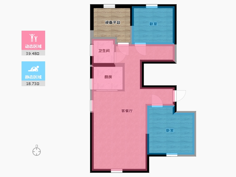 宁夏回族自治区-银川市-荣恒星宅-56.83-户型库-动静分区