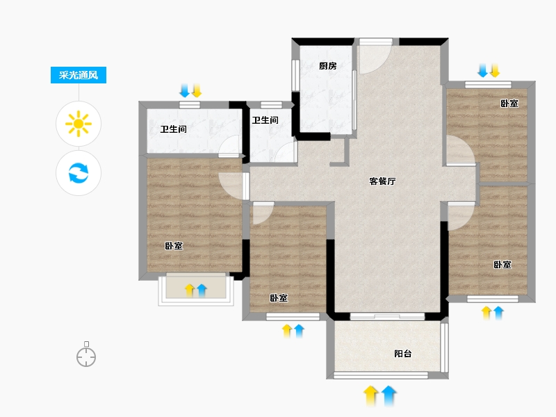 福建省-泉州市-晋江阳光城-90.00-户型库-采光通风