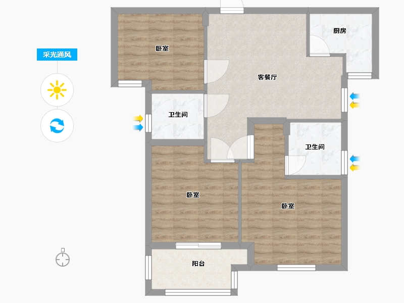 浙江省-湖州市-德清瑞鑫禹悦府-77.00-户型库-采光通风